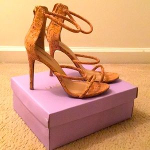 Bebe cork stripy high heels